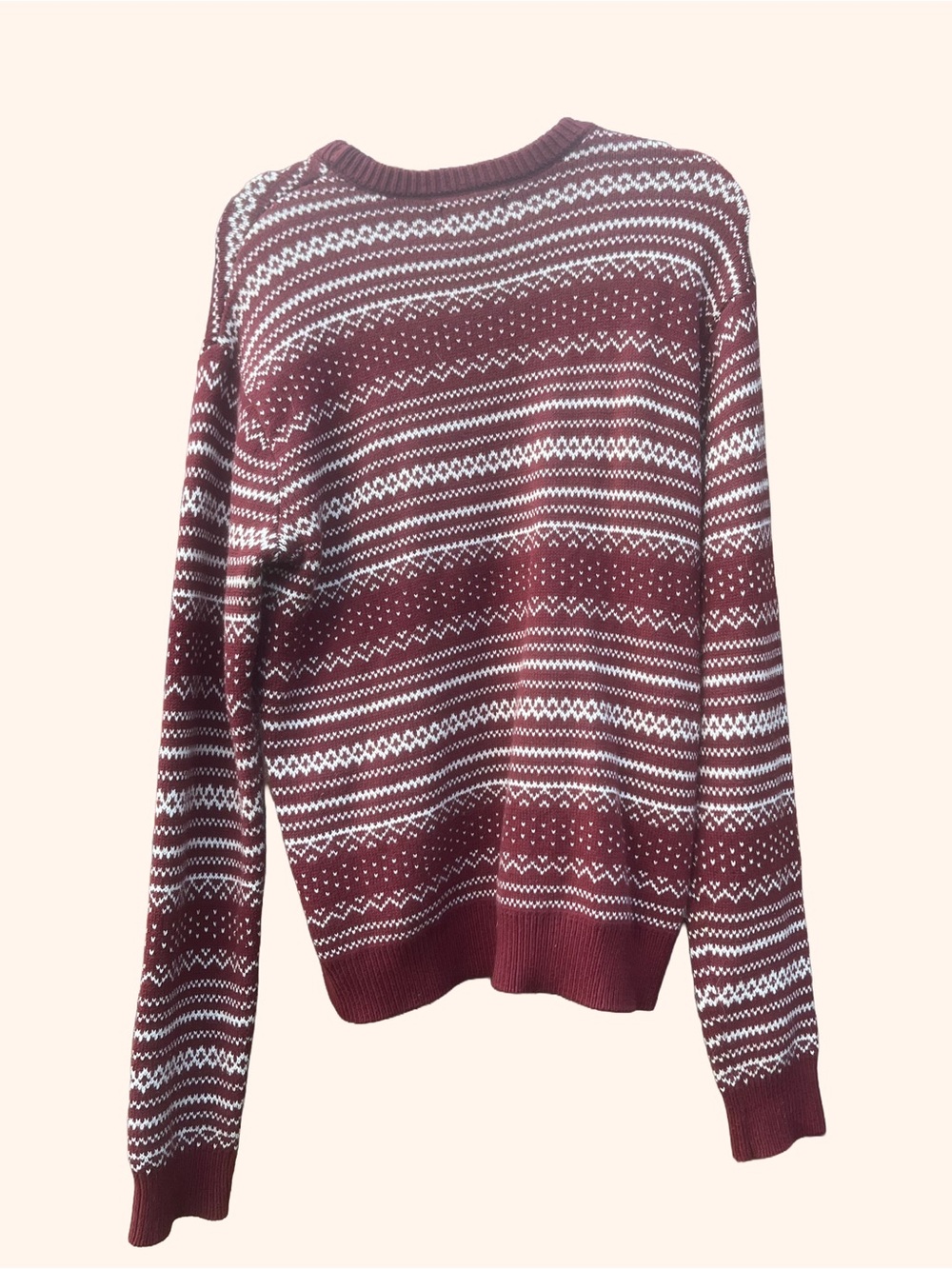 PacSun Maroon and White Fair Isle Crewneck Sweater
